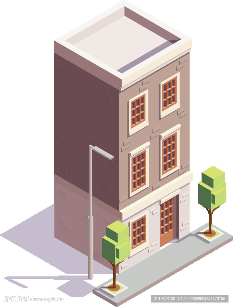 两层楼房街景建筑图