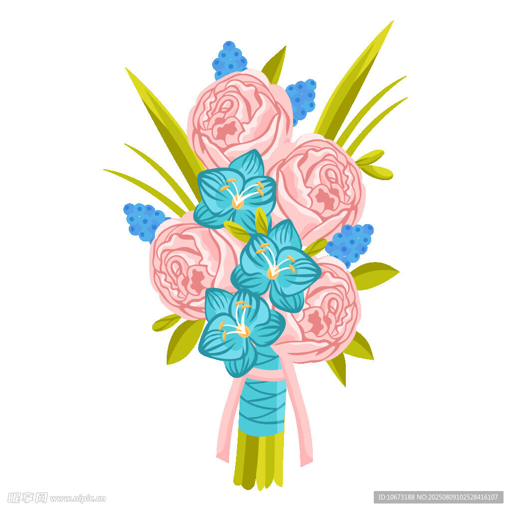 粉色蓝色花卉精美花束