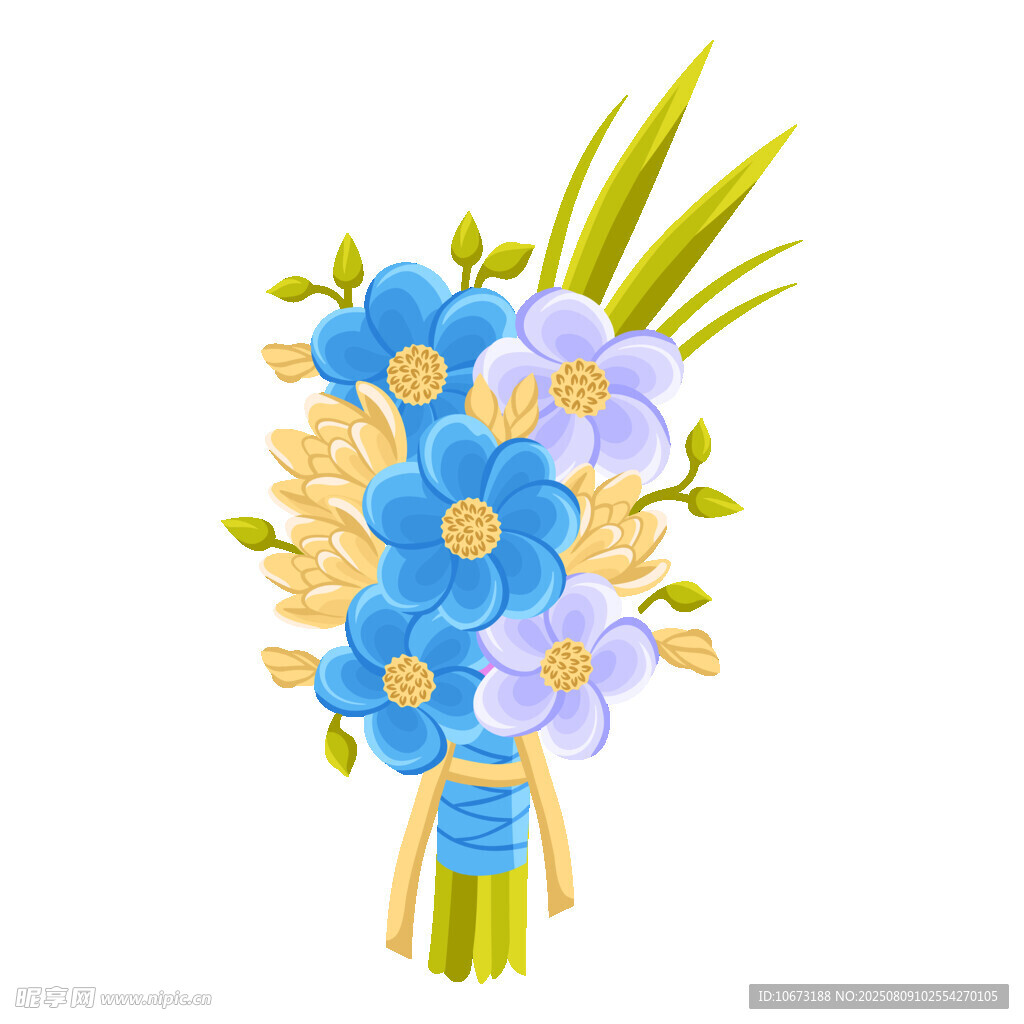 蓝色系清新手捧花束