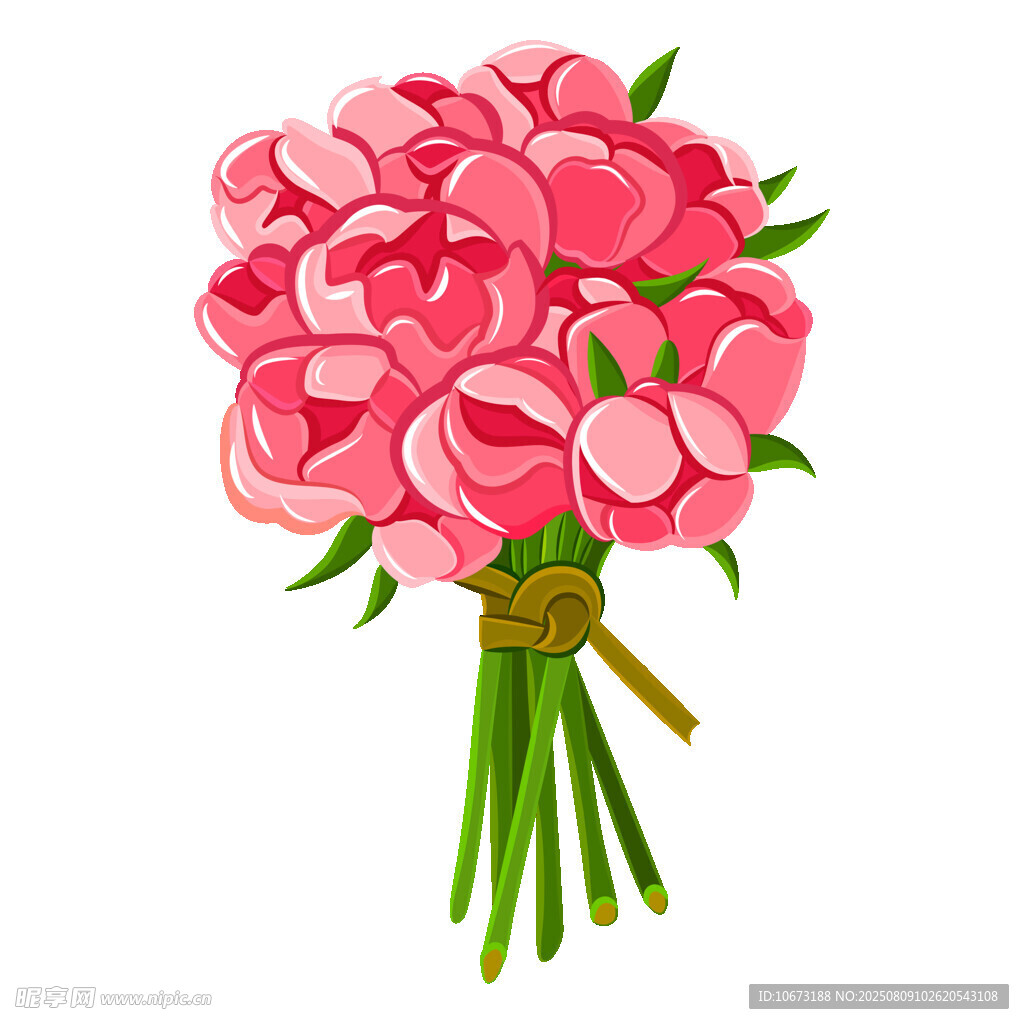 粉色玫瑰花束插画