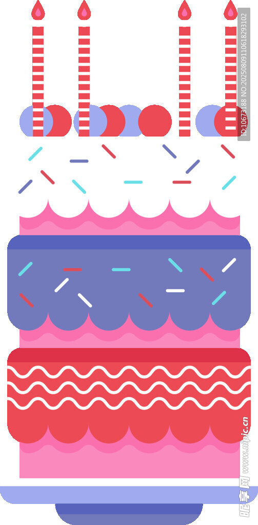 三层生日蛋糕插画