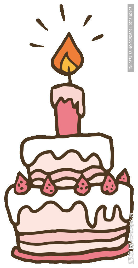 卡通风格生日蛋糕插画