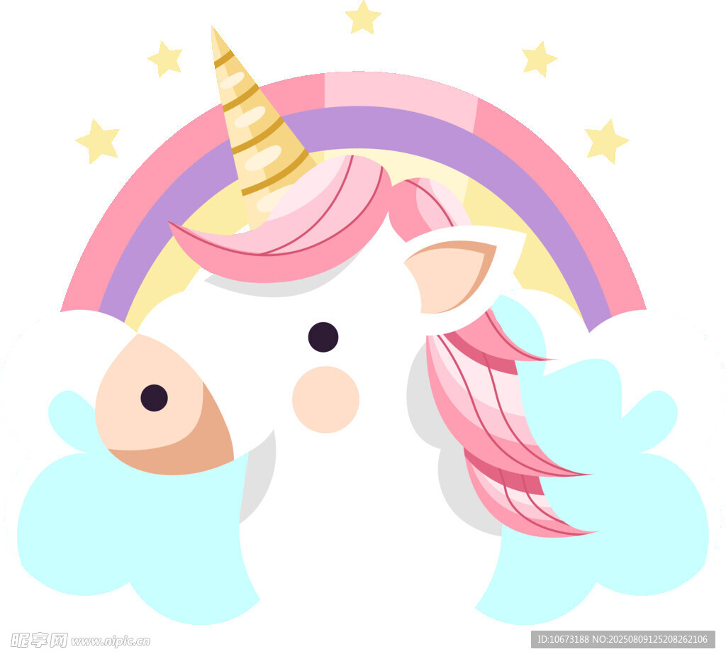 梦幻独角兽与彩虹云朵