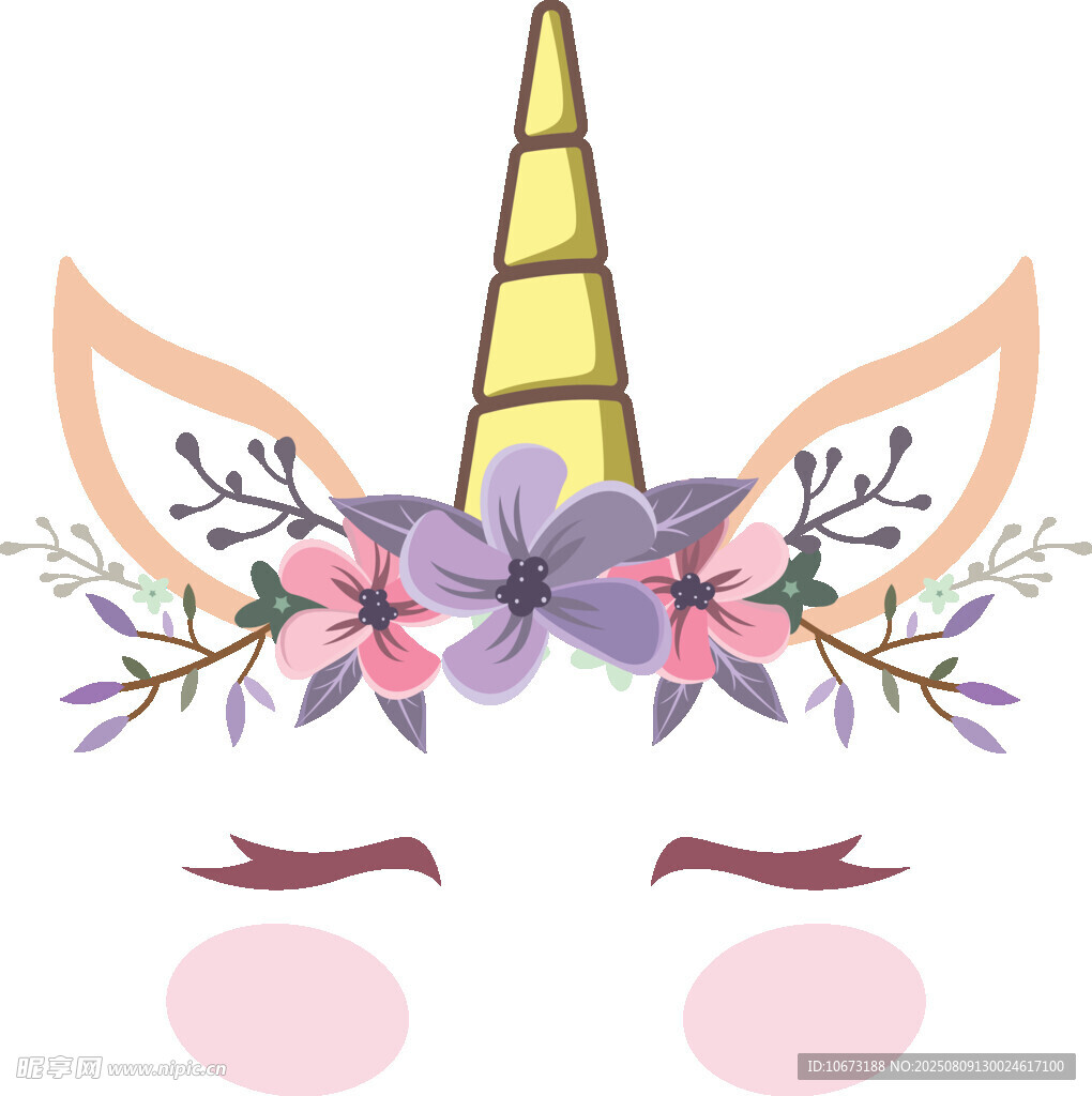 独角兽花卉装饰头像