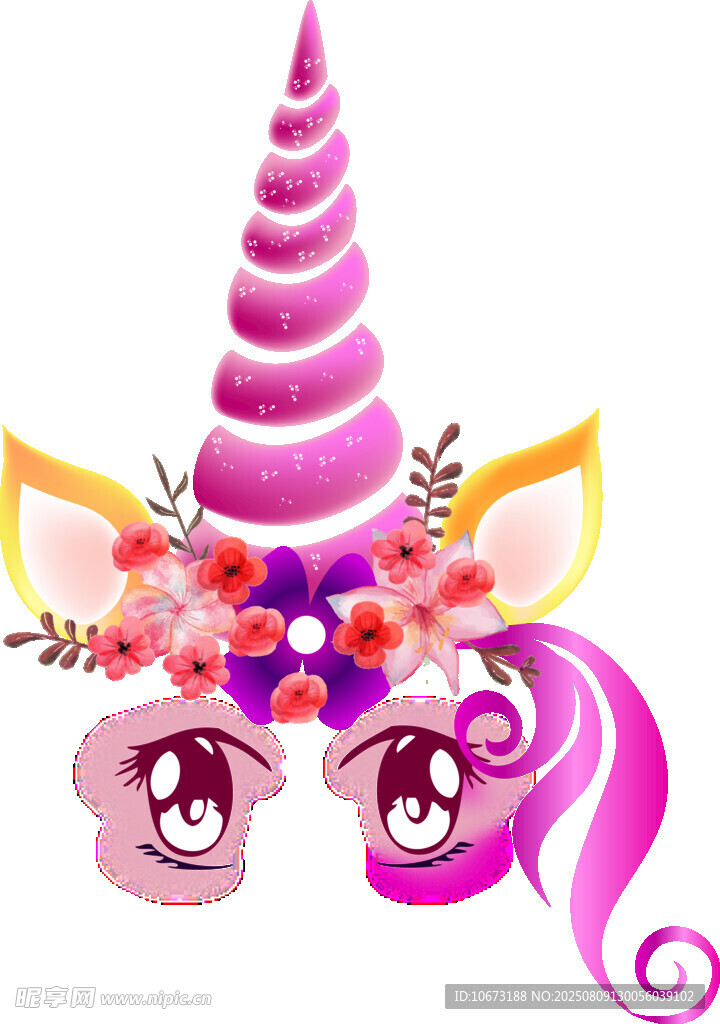 梦幻独角兽头饰插画