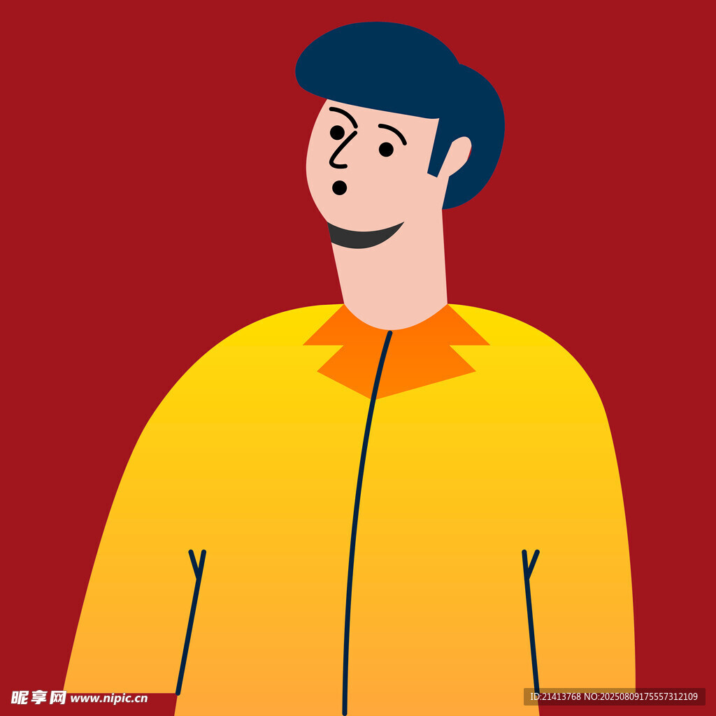 穿黄衣微笑的男子形象
