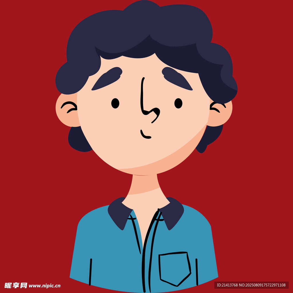 卡通风格的蓝衣男子头像