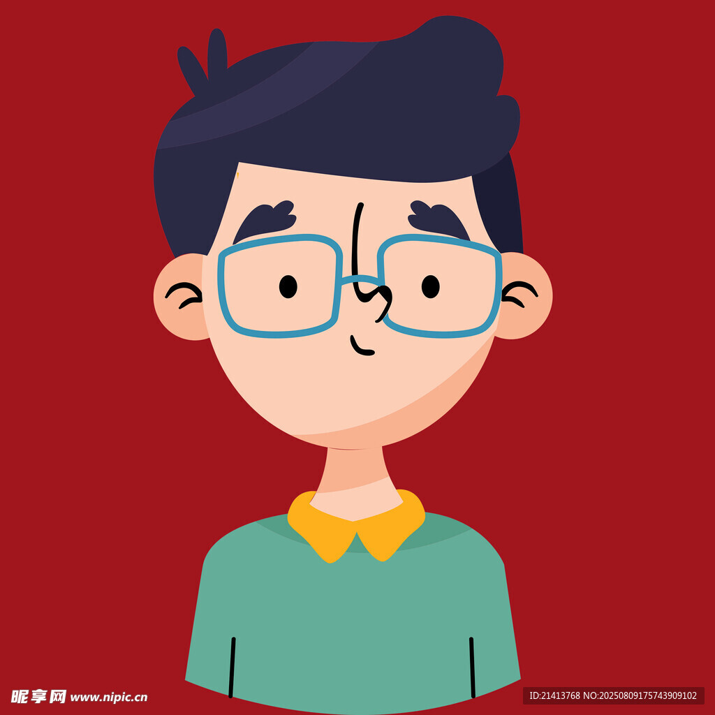 戴眼镜的卡通男孩形象