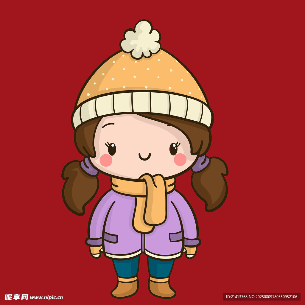 冬日可爱小女孩卡通形象
