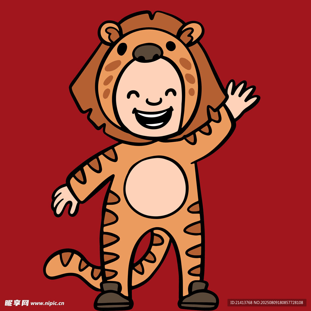 穿老虎装的可爱小孩