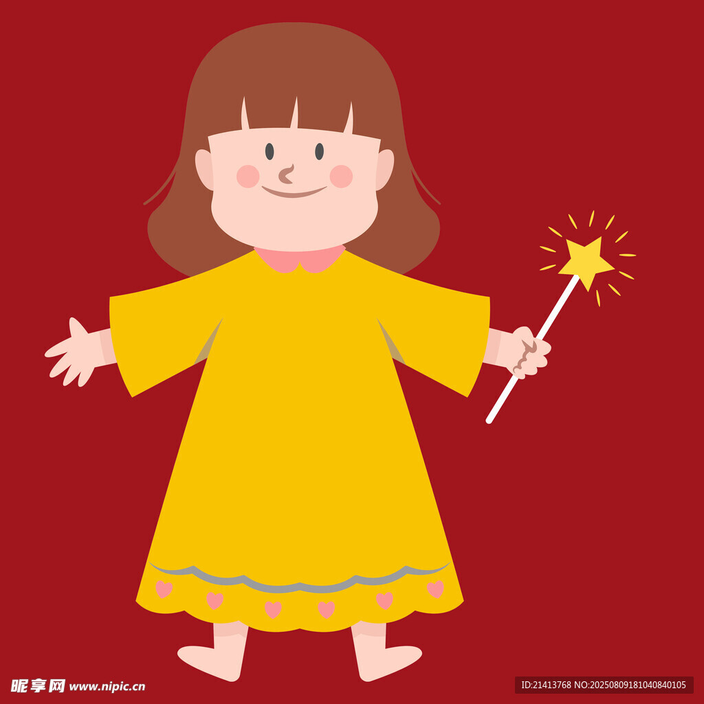 手持魔法棒的可爱小女孩