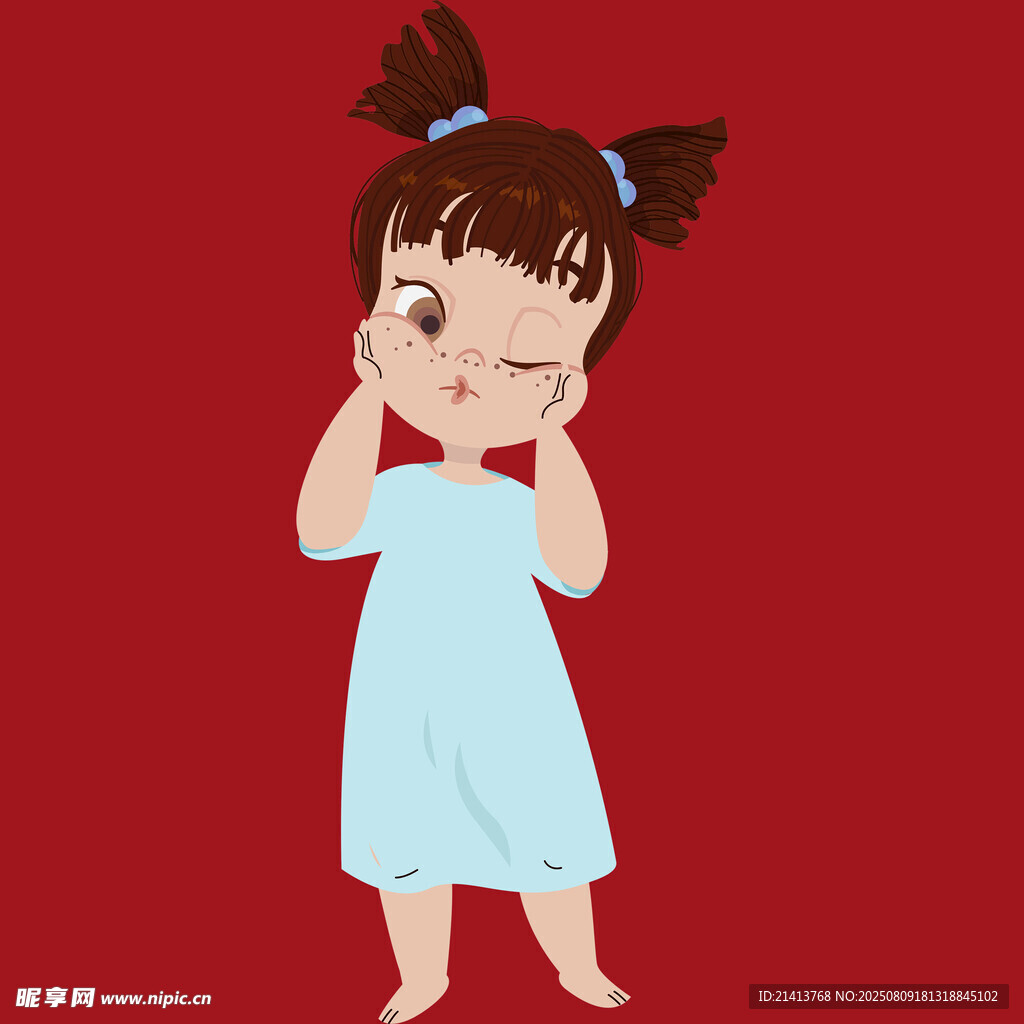 扎双马尾的可爱小女孩