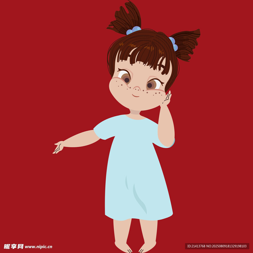 扎双马尾的可爱小女孩