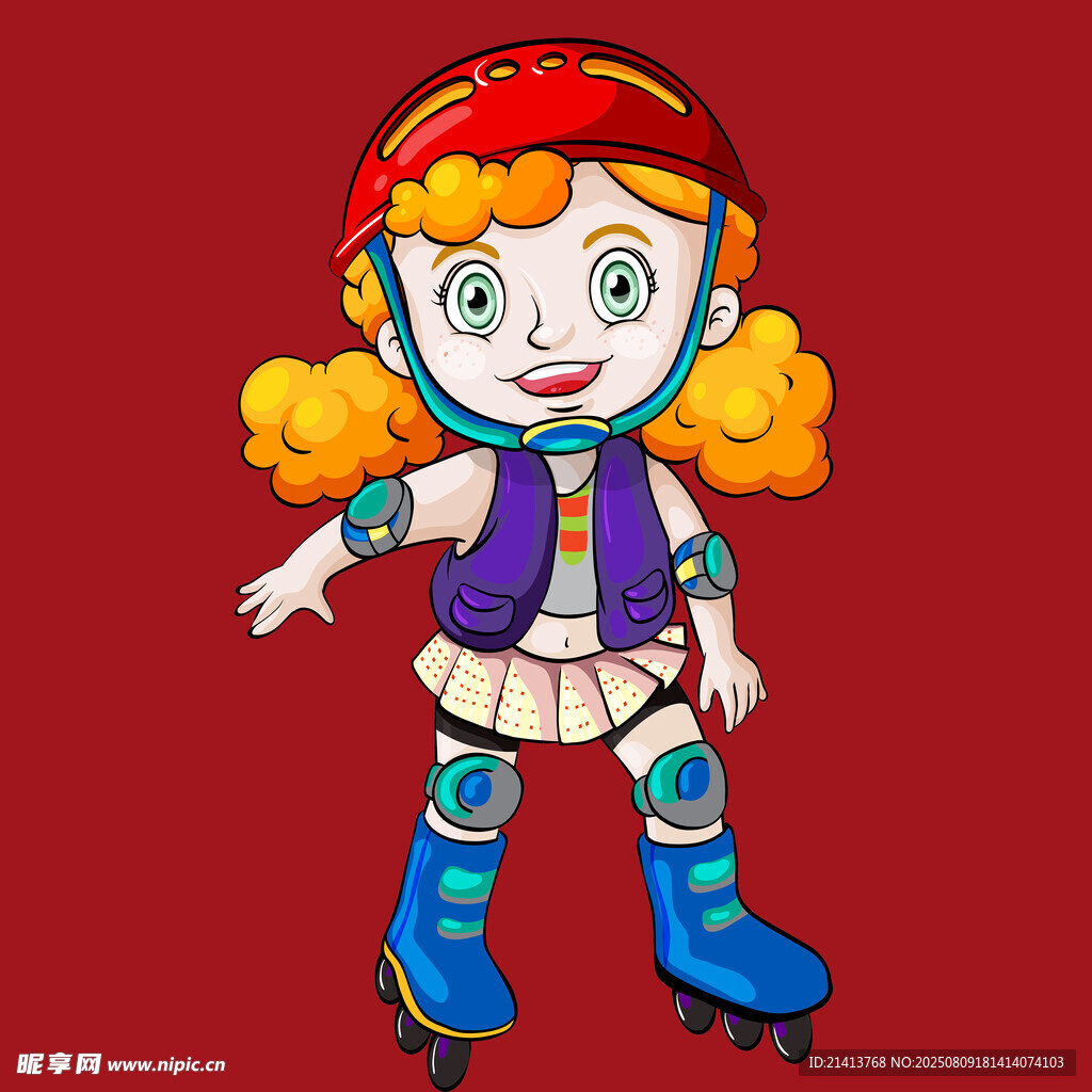 轮滑少女的活力姿态