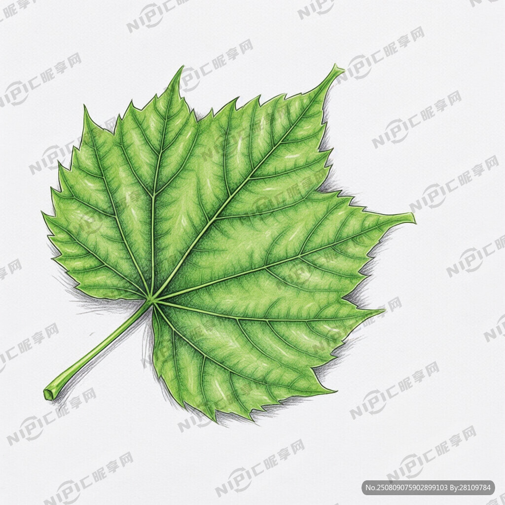 绿色桑叶素描线稿