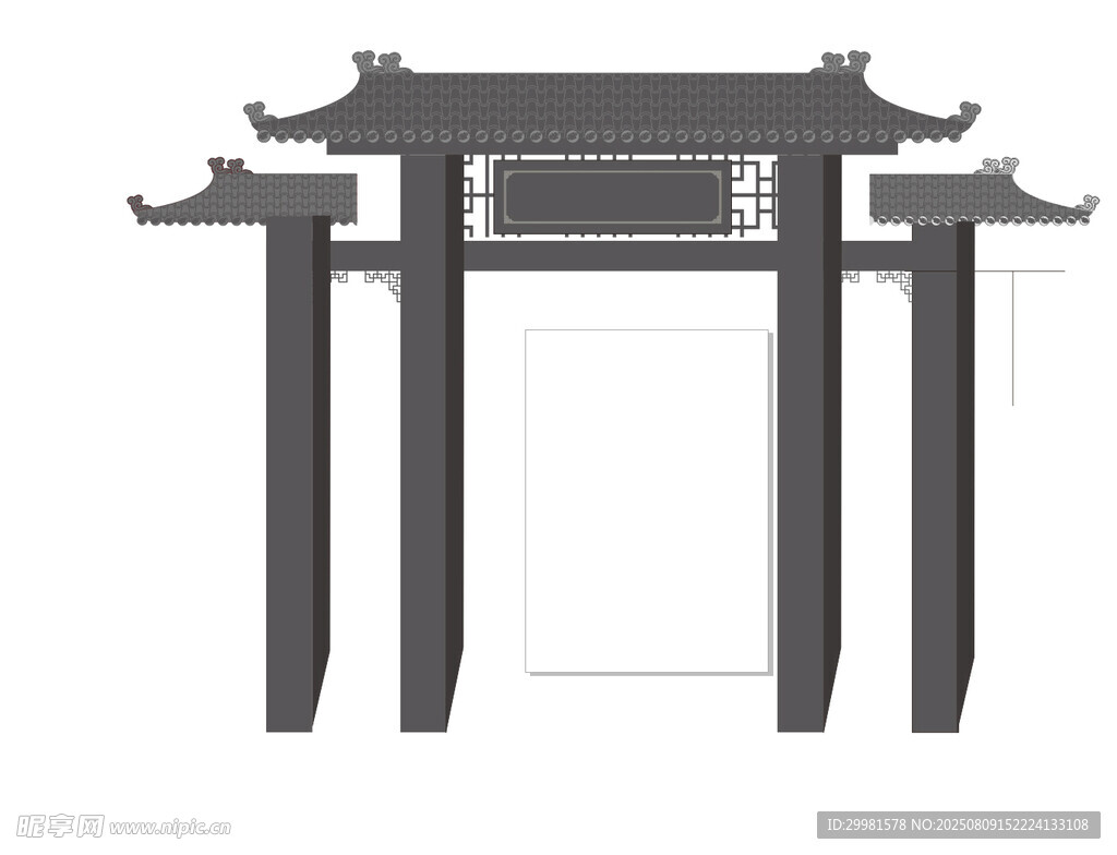 中式传统牌坊建筑模型