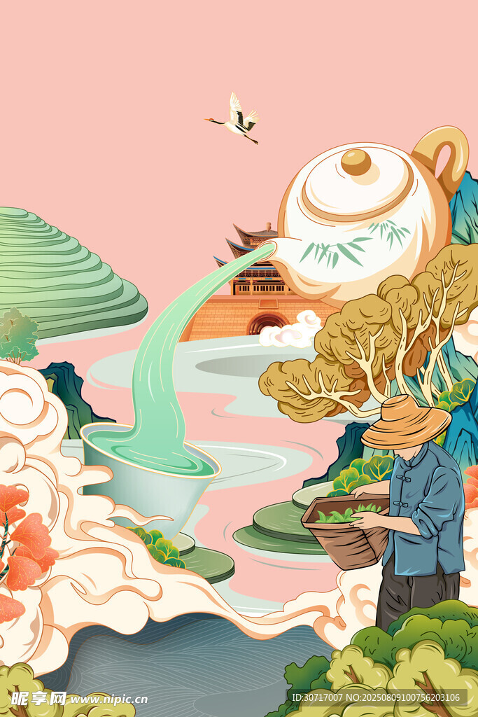 古风山水花鸟奇幻图景