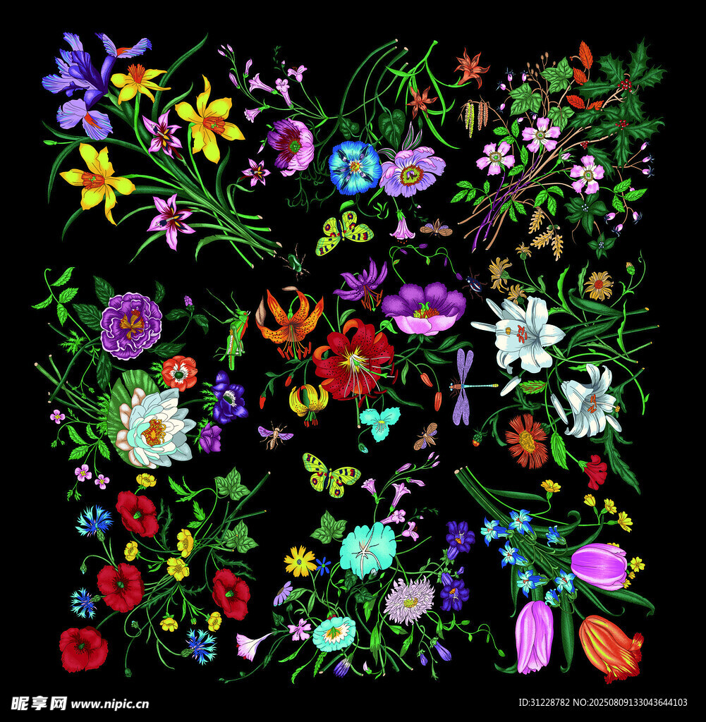 缤纷多彩花卉图案设计