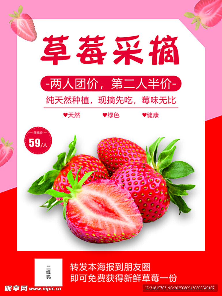 草莓采摘宣传海报
