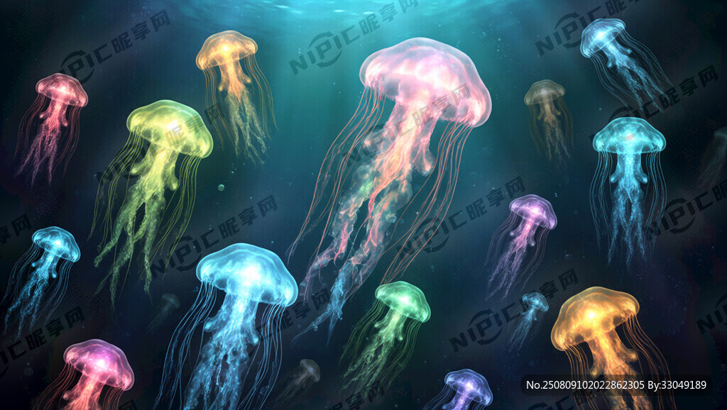 梦幻深海梦幻水母炫彩荧光