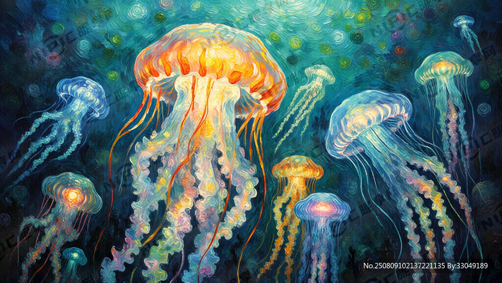 梦幻深海梦幻水母炫彩荧光