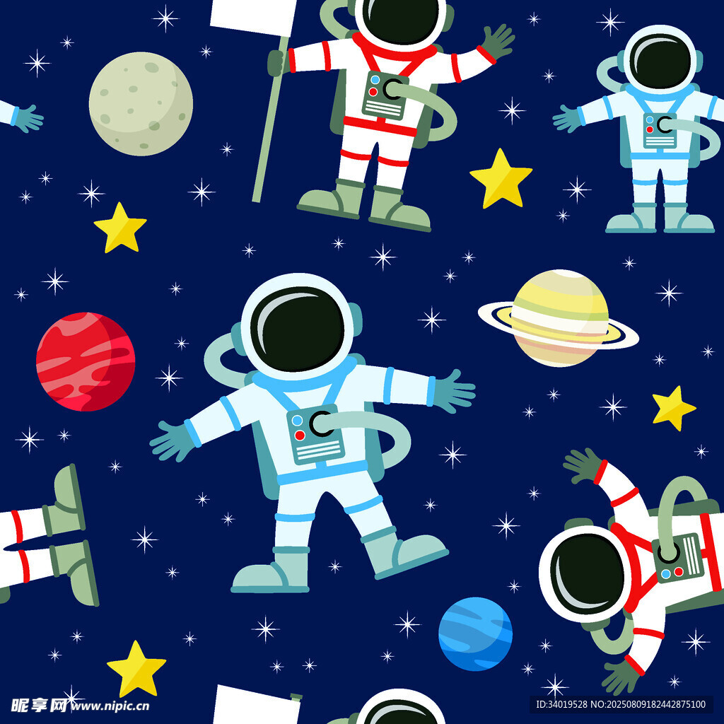 卡通宇航员太空
