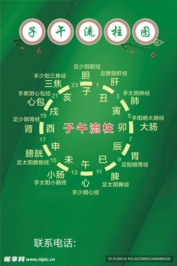 子午流柱图 中医资料 绿色环保