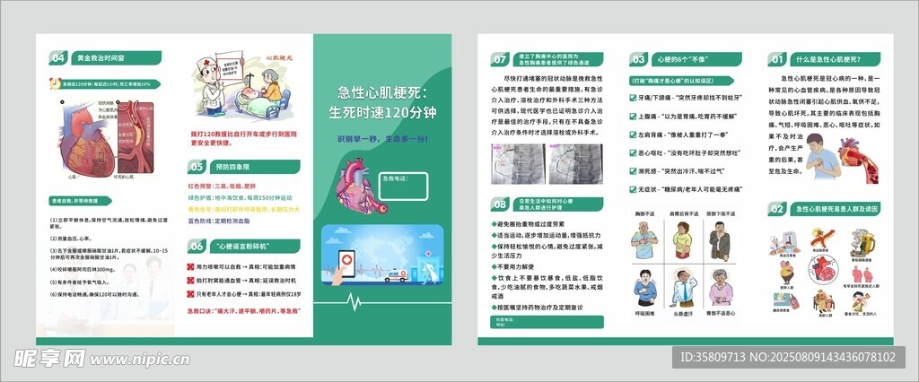 急性心梗 预防及救治三折页