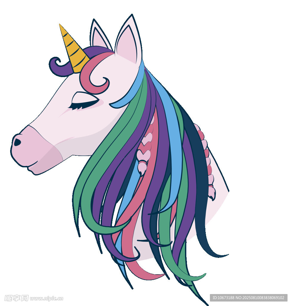 彩色独角兽头像插画