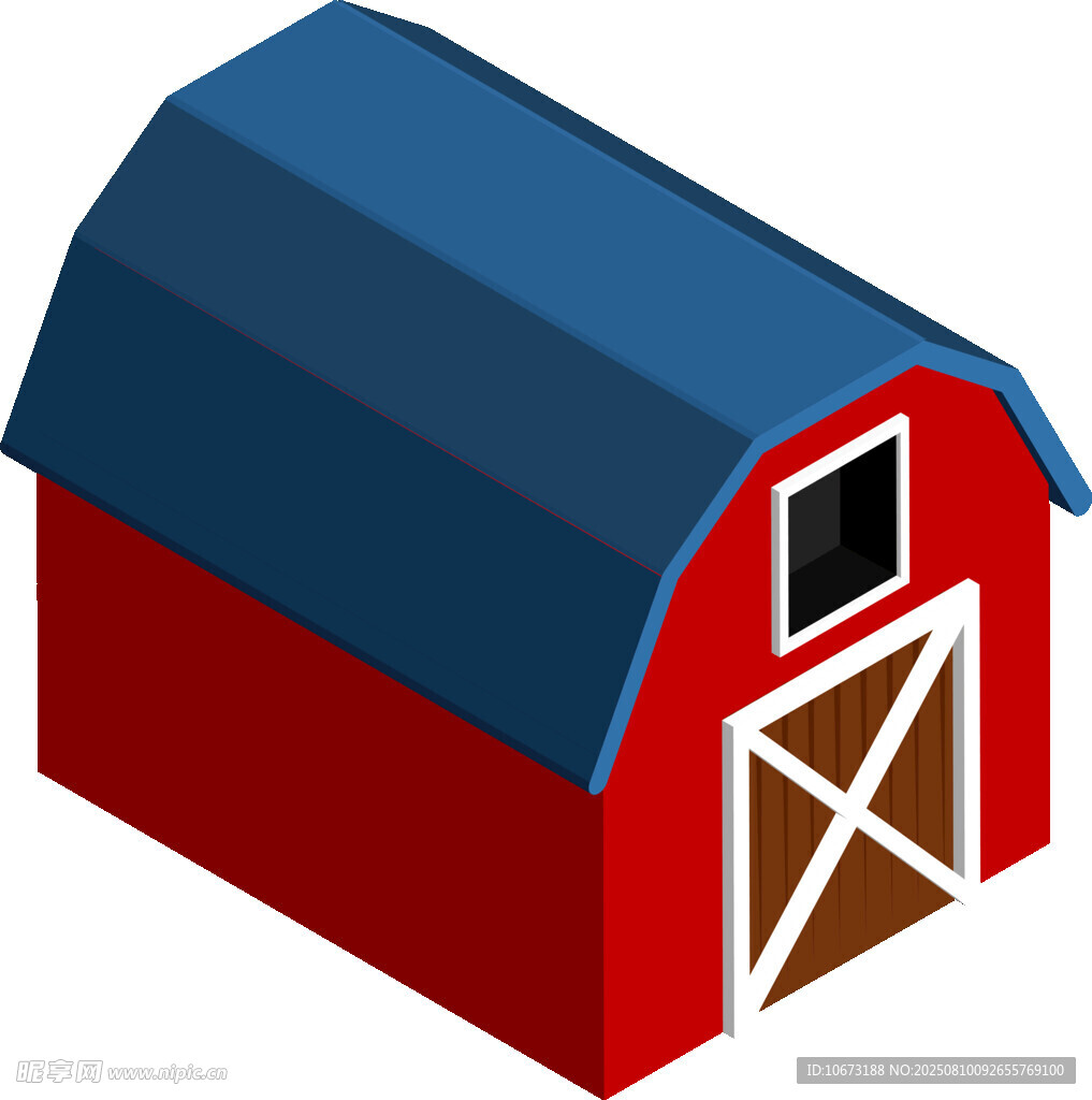 红色谷仓3D图标