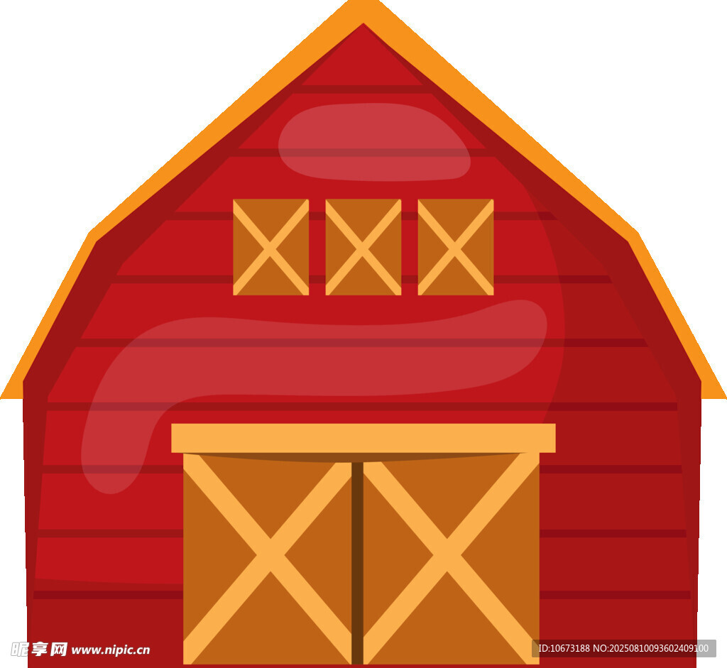 红色谷仓建筑矢量图