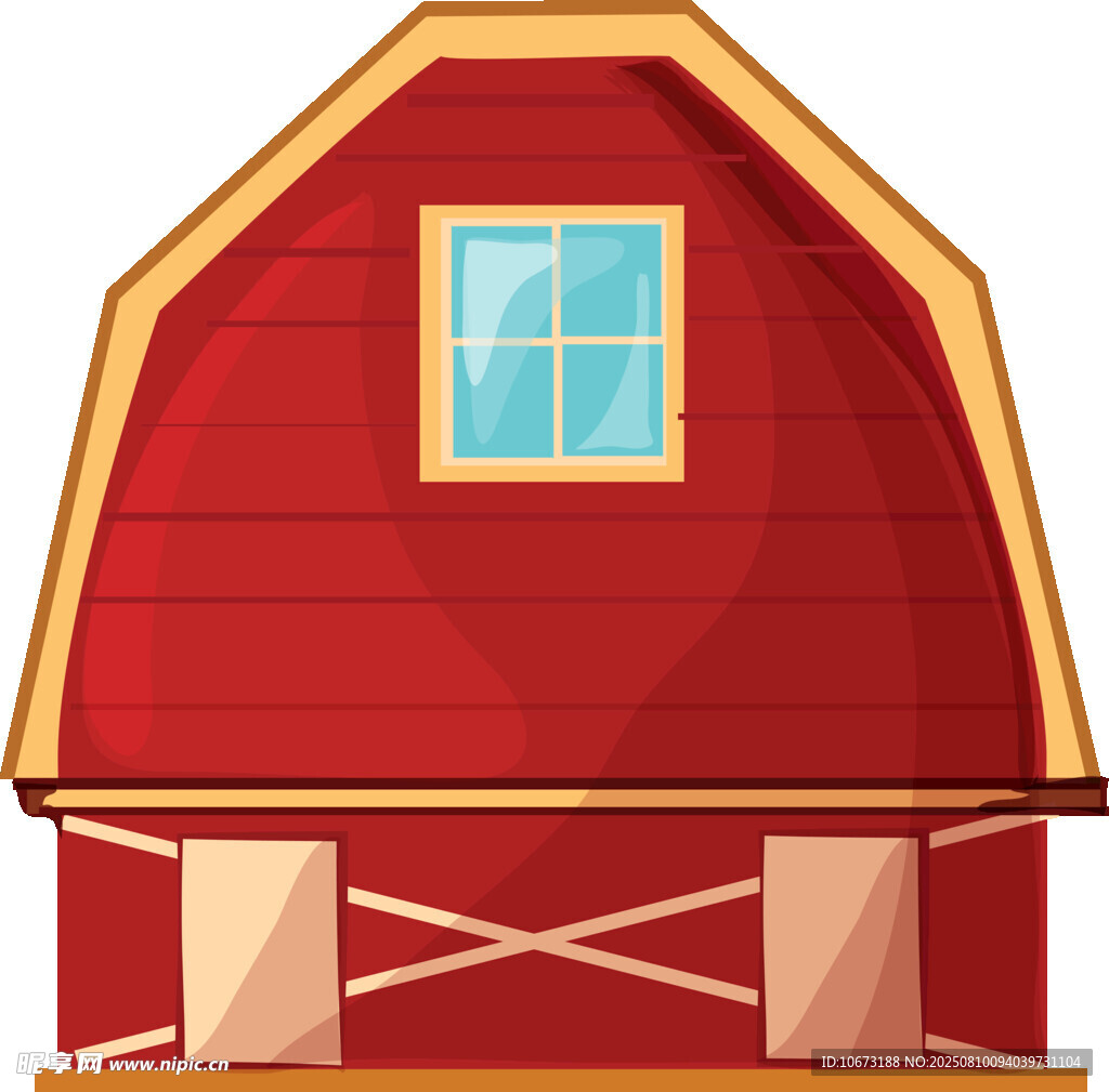 红色谷仓建筑插画