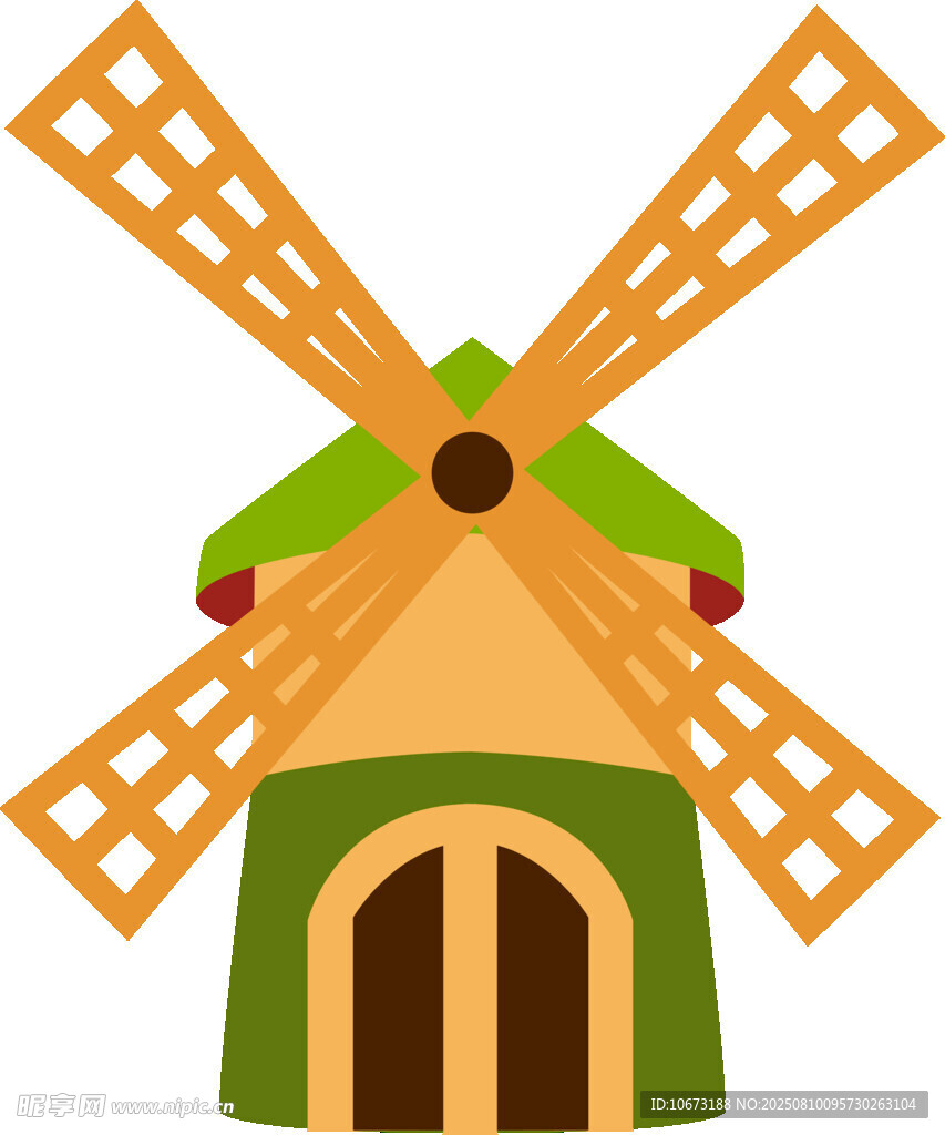 卡通风格风车小屋