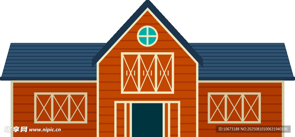 可爱卡通风格的木屋建筑