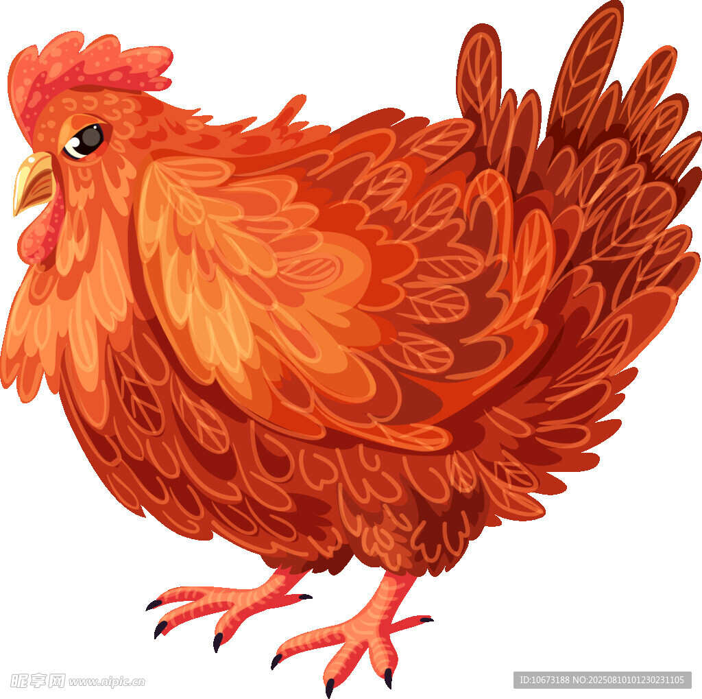 可爱红母鸡插画