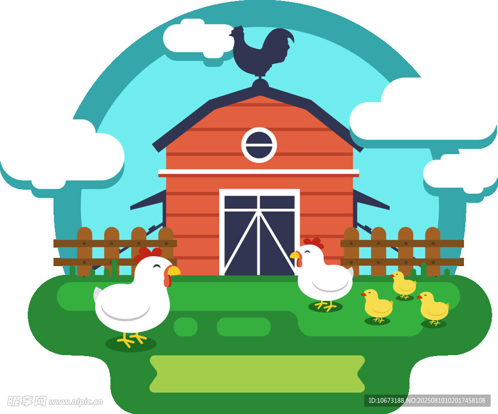 农场中的鸡与温馨小屋
