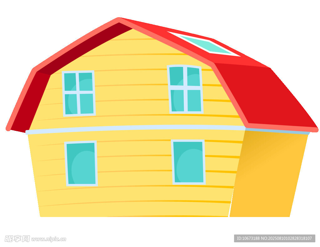 黄色小屋带红色屋顶