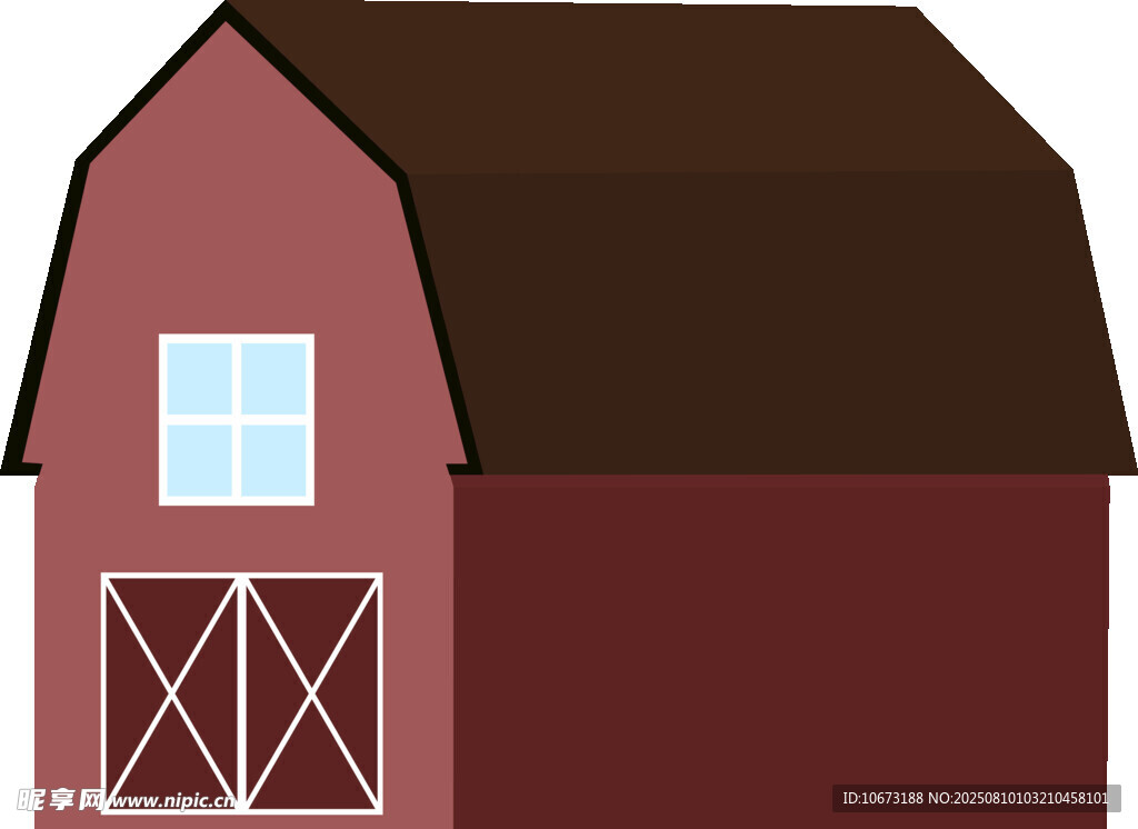 红色谷仓小屋插画