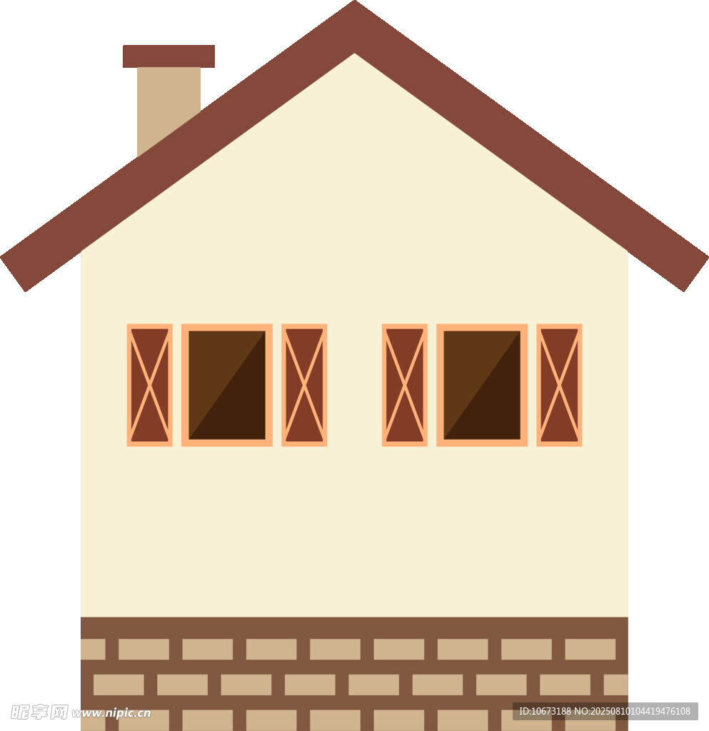 简约两层小屋插画