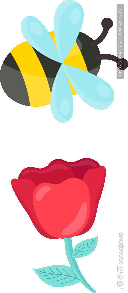 蜜蜂与玫瑰插画
