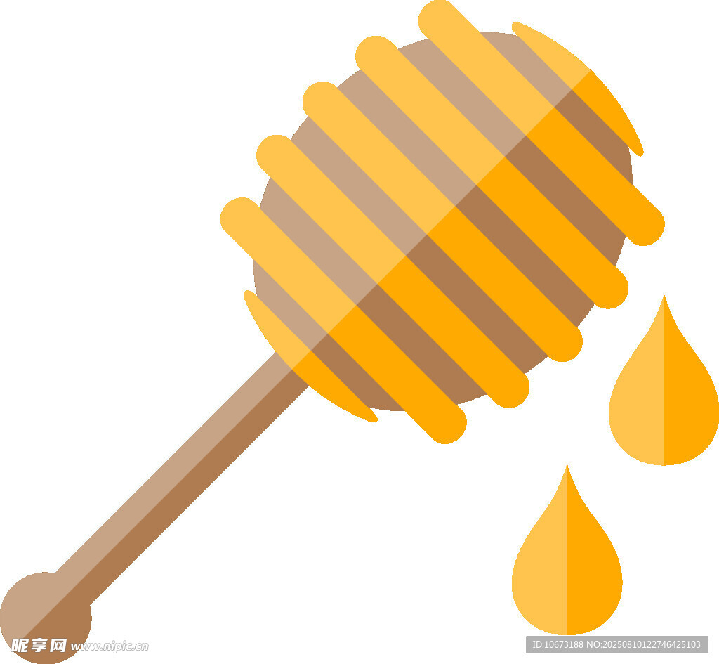 蜂蜜搅拌棒与滴落蜂蜜