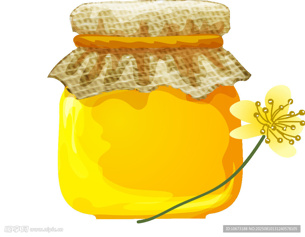 蜂蜜罐与小花插画