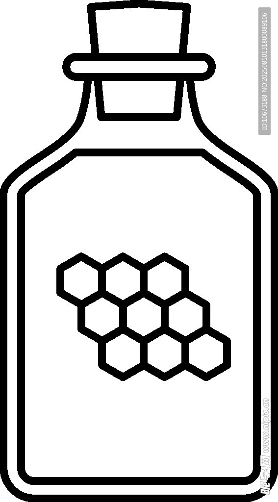 装有六边形结构的玻璃瓶