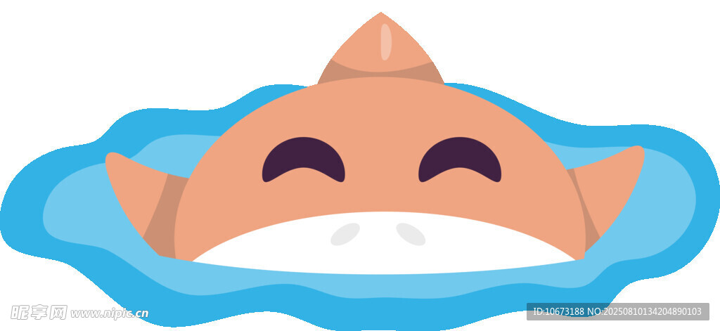 水中休憩的可爱卡通小鲨鱼