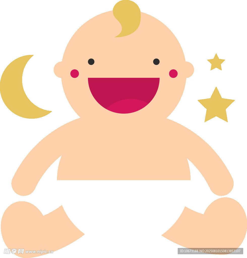 可爱婴儿与星月元素插画