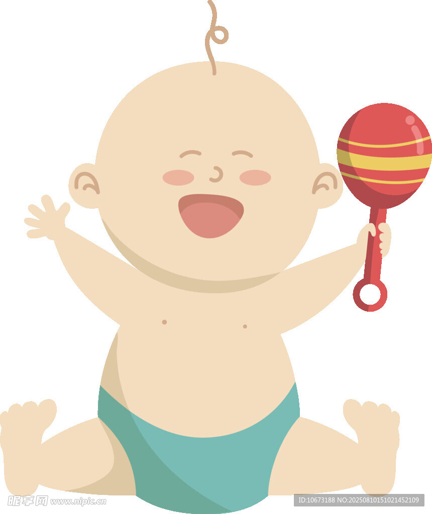 可爱宝宝手持彩色摇铃