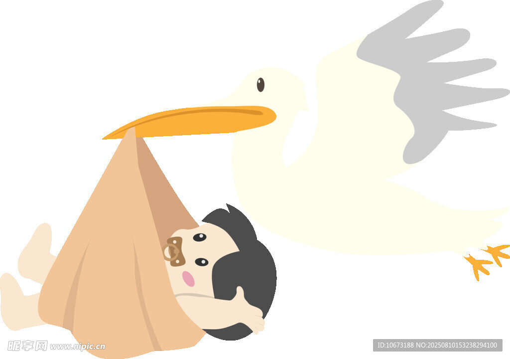 送子鹳送来新生婴儿