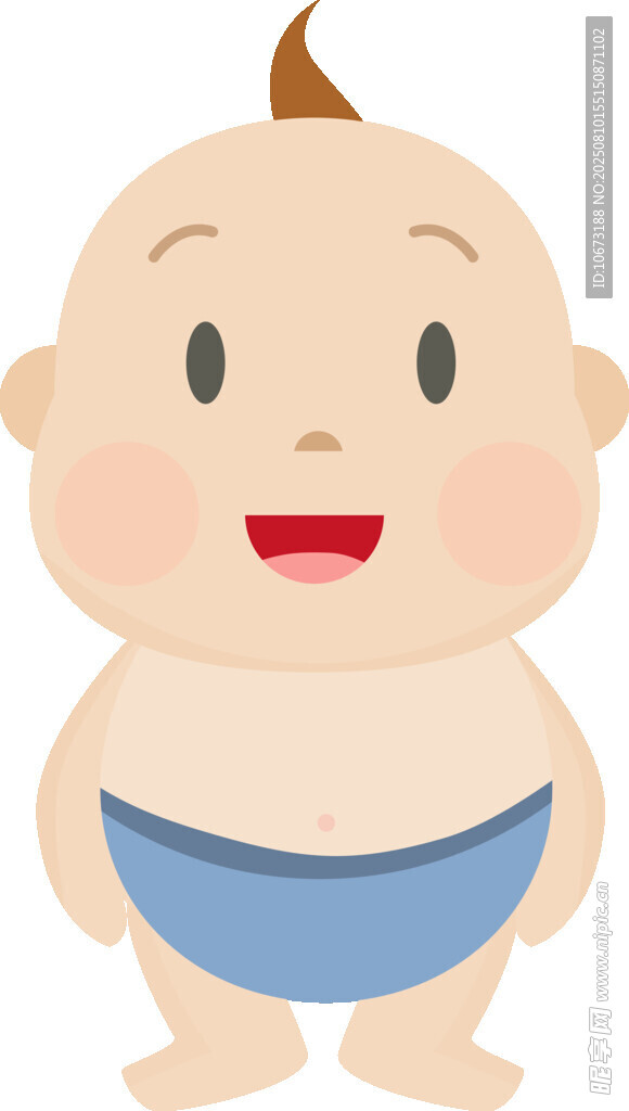 可爱小婴儿穿蓝色尿布