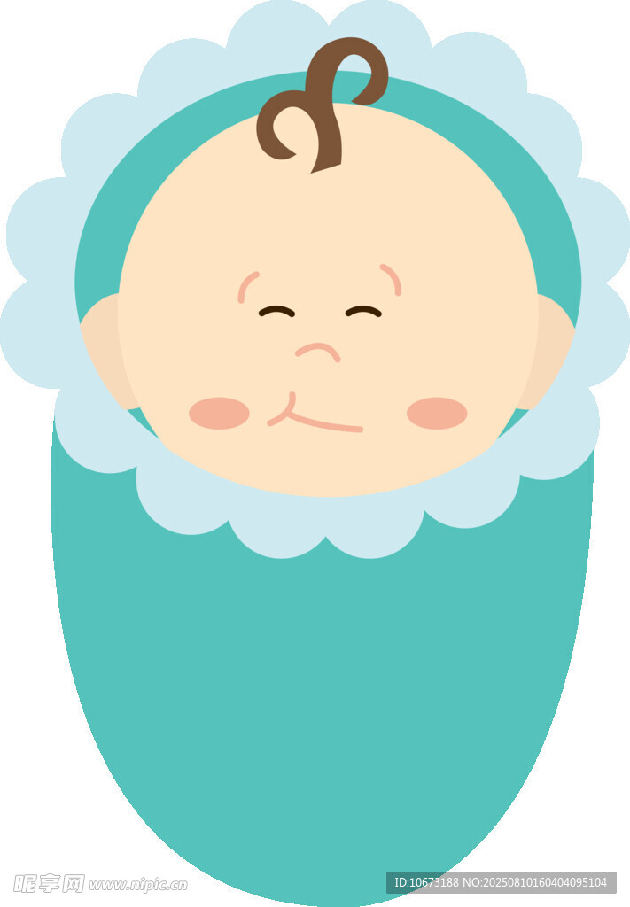 可爱宝宝裹在襁褓中