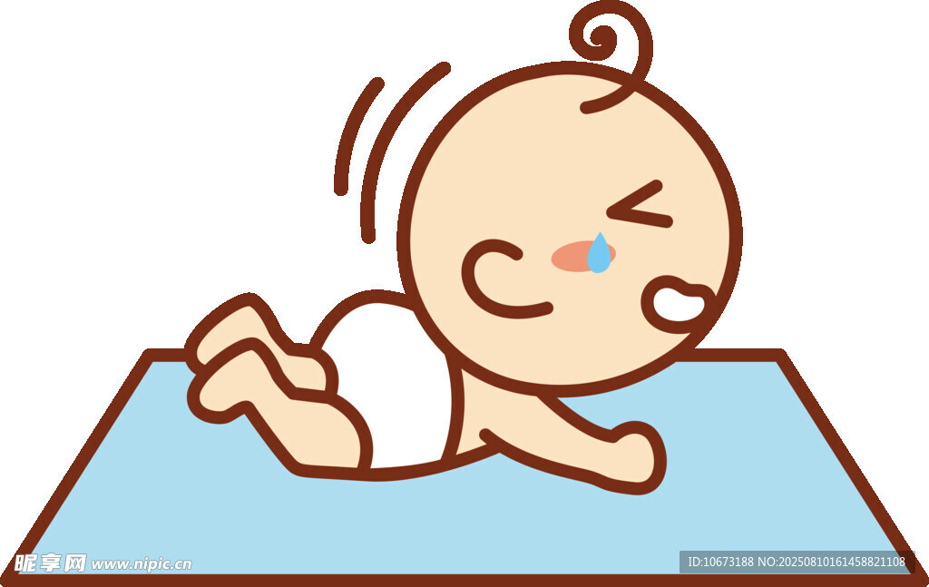 趴着哭泣的可爱小婴儿